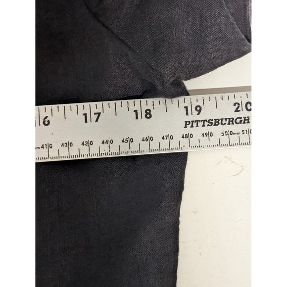 August Silk Black Linen Sheath‎ Dress Women's 10 Short Sleeve Floral Eyelet Hem - Picture 8 of 11